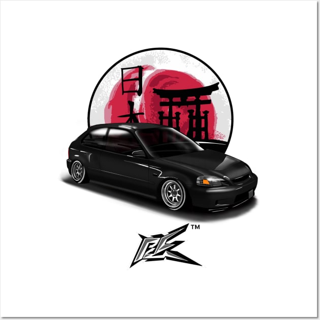 ek9 civic black Wall Art by naquash